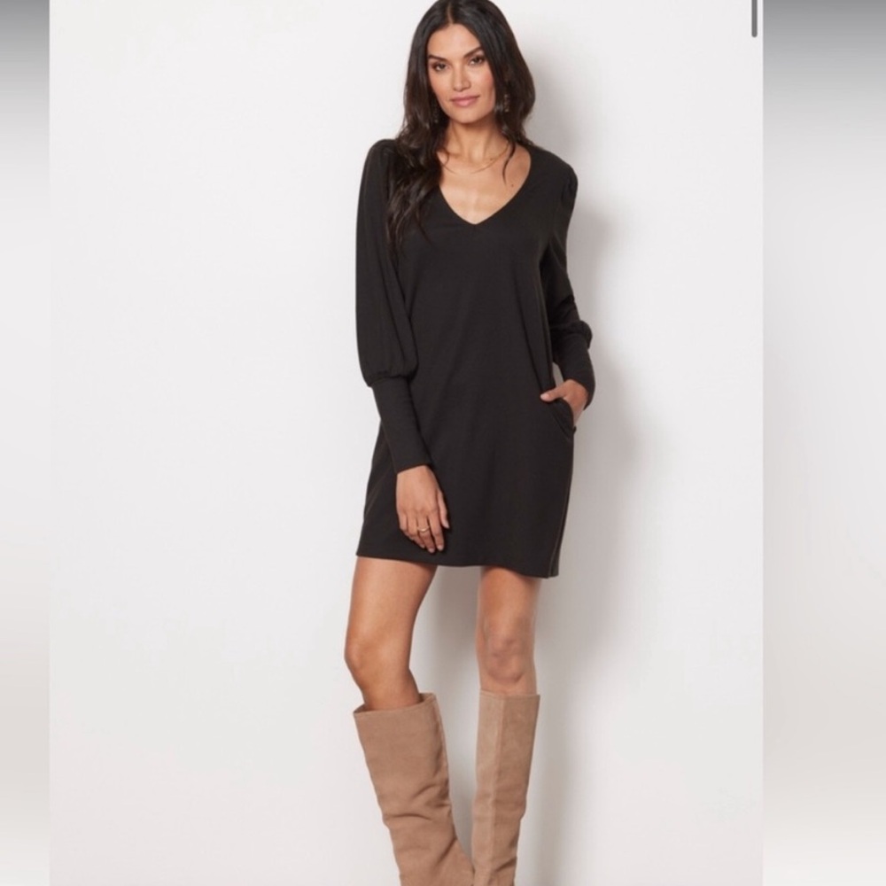 NWT Evereve Kenzie Black Puff Sleeve Shift Dress
Size M